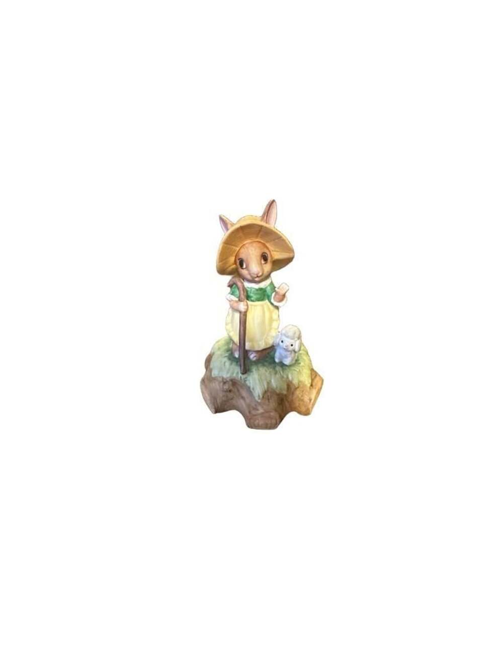 Lefton Rabbit Music Box Bo Peep Shepherdess Easter Figurine 1830